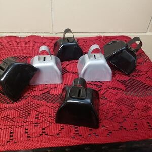 Set of 6 Black and Matte Silver Cowbells